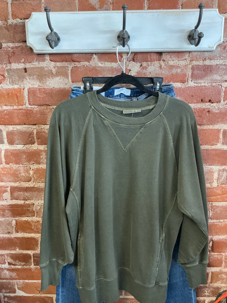 Zenana olive crew neck