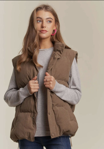 Dark khaki corduroy vest