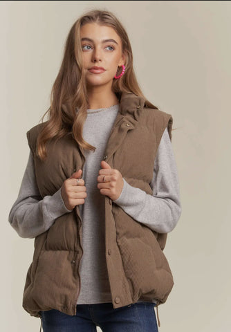 Dark khaki corduroy vest