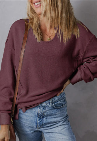 Burgundy waffle sweatshirt