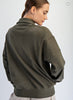 Olive ribbed quarter zip sweatshirt