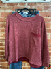 JOA Burgundy waffle knit top