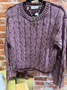 Plum mineral wash sweater w/cut edge