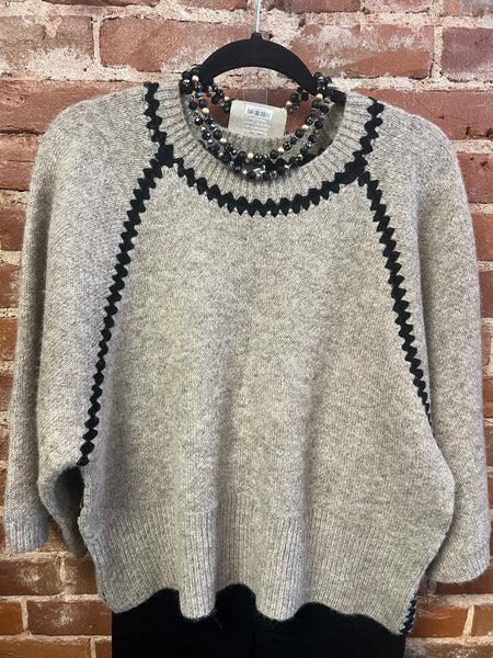 Oatmeal/black stitching sweater