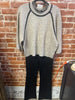 Oatmeal/black stitching sweater