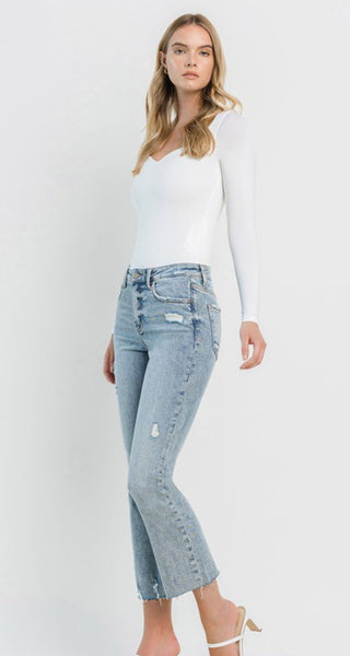 High rise kick flare jeans