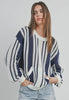 Ivory/Navy striped sweater