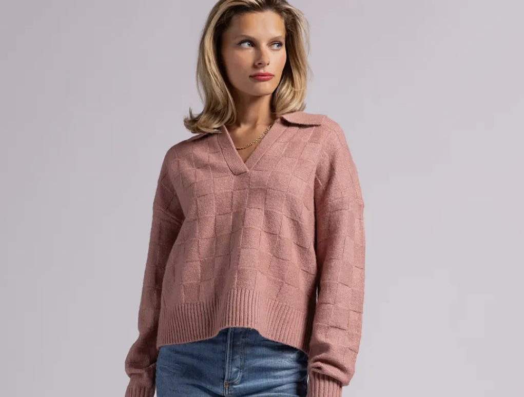 Dusty rose checkered sweater