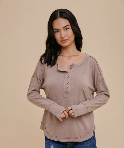 In loom dusty mauve raw hem top