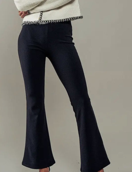 Black suited flare pants