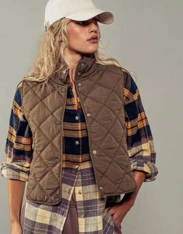 Brown quilted vest