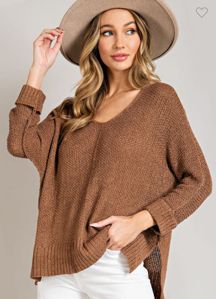 Camel dolman sleeve sweater