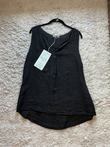 Black Linen Loose Top